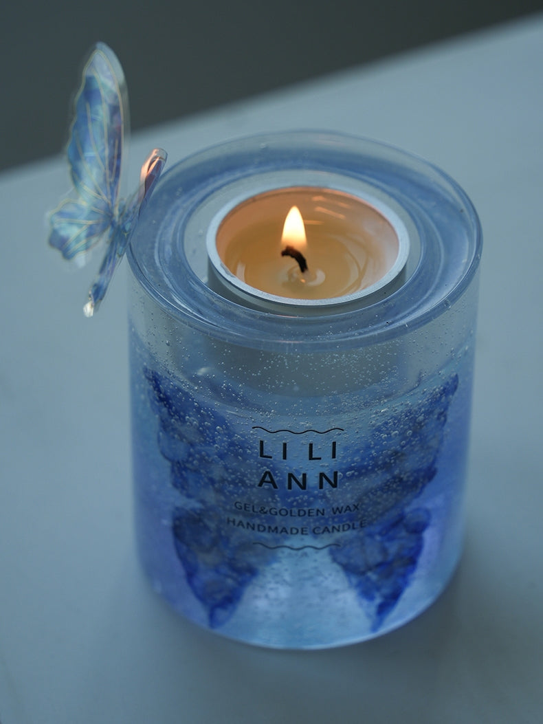 Floating Butterfly Jasmine Fragrance Handmade Crystal Candle for Romantic Gift